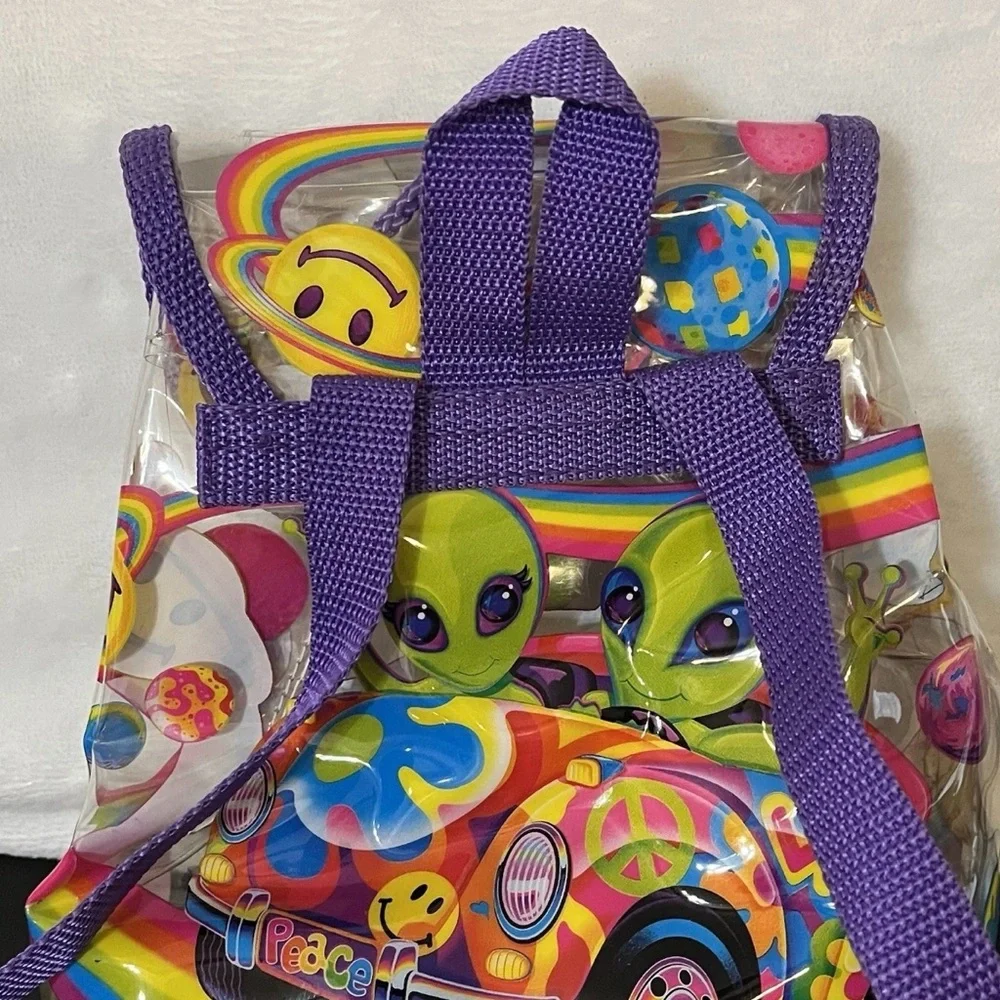 Lisa Frank Vintage 90s Zorbit & Zoomer Rainbow Alien Clear Mini Backpack
